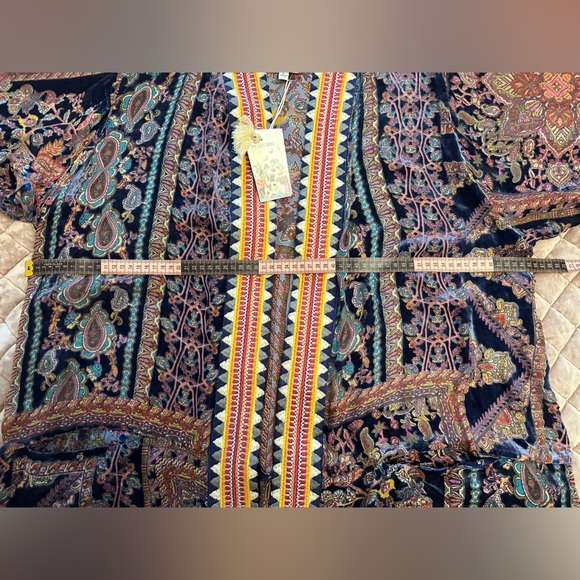 NWT Johnny Was omo burnout Velvet Paisley Tasseled Kimono Boho Chic - Picture 4 of 5